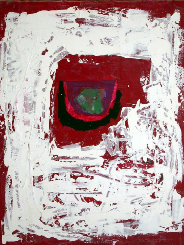Playazo en blanco y rojo -100x81cm - Mixta Lienzo - 2008